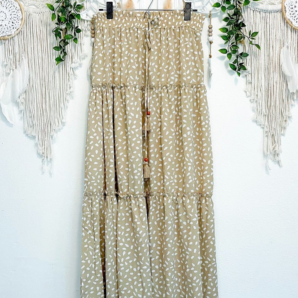 Neutral Drawstring Maxi Skirt - Picture 2 of 4